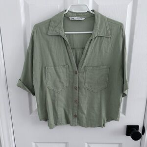 Zara Linen Blend Top - size medium